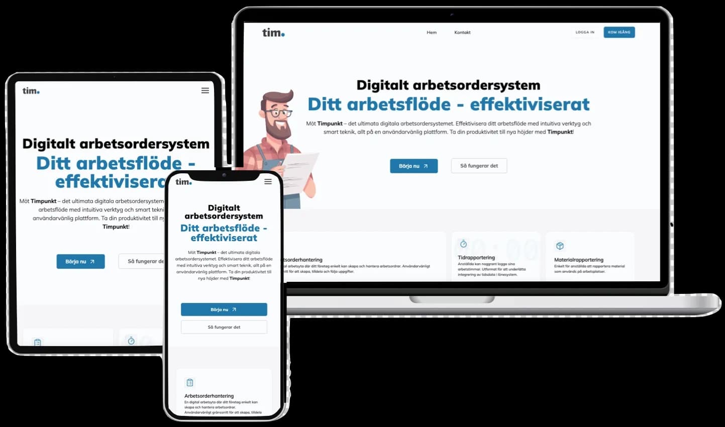 Timpunkt-arbetsordersystem i mobilappen