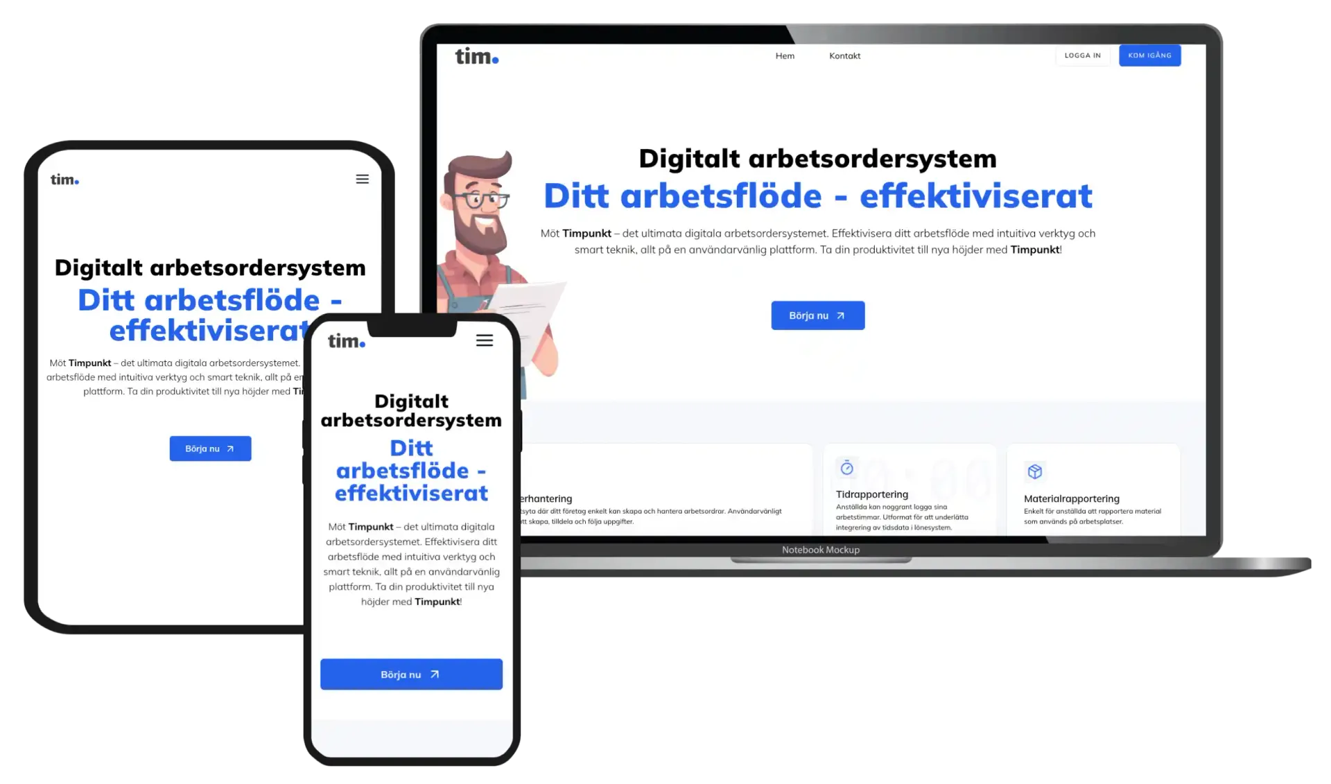 Timpunkt — digitalt arbetsordersystem på dator och mobil